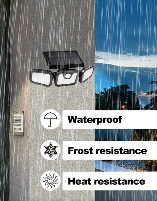 Load image into Gallery viewer, Solar Outdoor Lights 2500LM 74 LED Security Lights,3 Heads Motion Sensor Lights, IP65 Waterproof,270° Wide Angle Flood Wall Lights with 3 Modes
