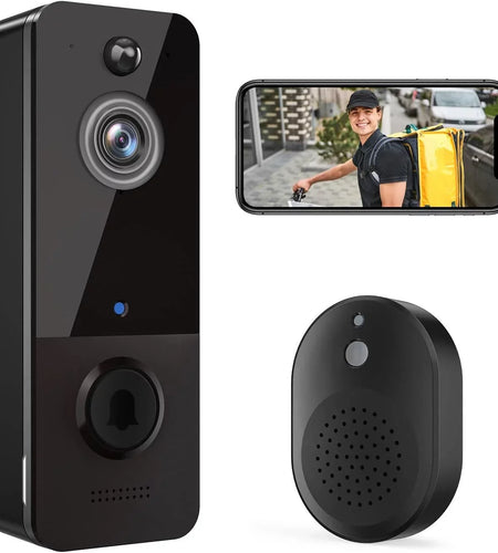 Wireless Doorbell Camera with Chime, Smart Video Doorbell Security Camera with ，Black