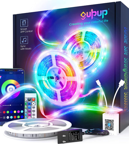 50 FT LED Strip Lights,Bluetooth LED Lights for Bedroom, Color Changing Light Strip with Music Sync, Phone Controller and IR Remote(App+Remote +Mic).