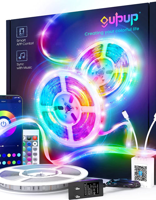 Load image into Gallery viewer, 50 FT LED Strip Lights,Bluetooth LED Lights for Bedroom, Color Changing Light Strip with Music Sync, Phone Controller and IR Remote(App+Remote +Mic).
