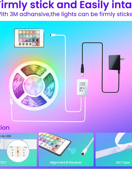Load image into Gallery viewer, 50 FT LED Strip Lights,Bluetooth LED Lights for Bedroom, Color Changing Light Strip with Music Sync, Phone Controller and IR Remote(App+Remote +Mic).

