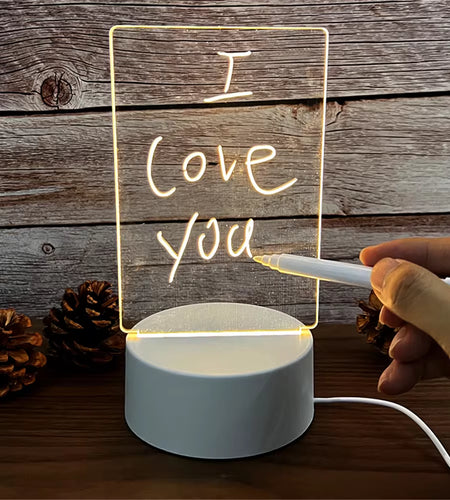 Transparent Luminous LED Night Lights USB Luminous Acrylic Night Light Erasable Write Message Board Calendar Desktop Ornaments