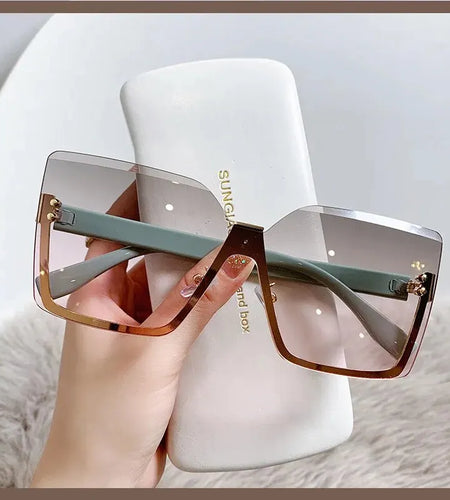 New European and American Style Half-Frame Metal Sunglasses Fashion Slim Women'S Sunglasses Anti-Uv Glasses