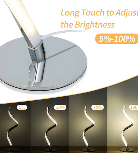 Modern Spiral Table Lamp -  Touch Control Bedside Lamp, 3 Colors & Fully Stepless Dimmable Nightstand Lamps for Bedroom, Living Room & Office(3000K 4000K 5000K)