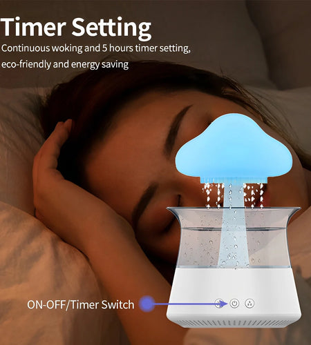 Jetclutch Cloud Rain Humidifier with 7 Colour Lights Timer Portable Raindrop Cloud Humidifier Reusable Aroma Diffuser Humidifier