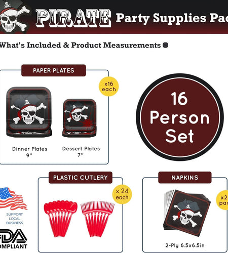 Pirate Party Supplies Pack (100 Pieces for 16 Guests) - Pirate Decorations, Pirate Party Decorations, Pirate Party, Pirate Birthday Party Supplies , Pirate Party Supplies ,