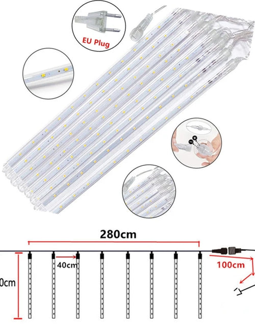 Load image into Gallery viewer, Outdoor Meteor Shower Christmas Lights 10 Tubes 192 Led Hanging String Lights for Garden Tree Holiday Party Decoation Lamp
