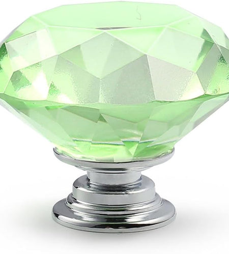 10 PCS Diamond Crystal Glass Pull Handle Cabinet Knobs Cupboard Drawers Cabinet Dresser Bookcase Wardrobe (40Mm, Green)