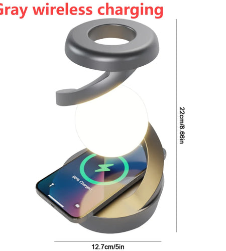 3D Levitating Ball Lamp with Wireless Phone Charger Creative Table 3D LED Lamp Floating Moon Table Lamp for Bedroom Novelty Gift