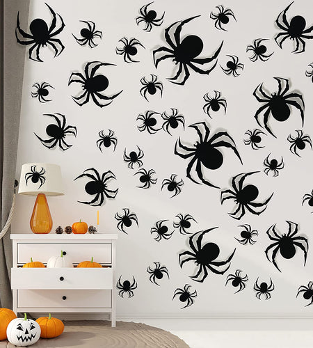 Halloween Wall Decorations DIY Halloween Party Supplies 3D Plastic Spider Decoration Stickers Halloween Decor Home Wall Window Halloween Decorations Indoor Outdoor Scary Spider for Halloween 60 PCS