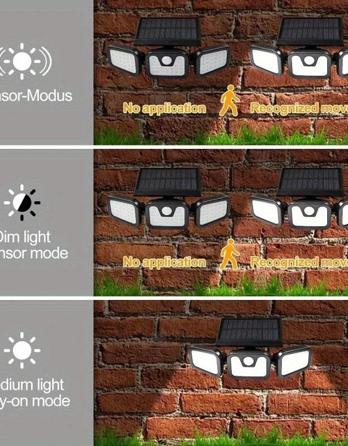 Load image into Gallery viewer, Solar Outdoor Lights 2500LM 74 LED Security Lights,3 Heads Motion Sensor Lights, IP65 Waterproof,270° Wide Angle Flood Wall Lights with 3 Modes
