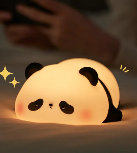 Cute Panda LED Night Light, Silicone Night Light, USB Rechargeable, Touch Night Lamp, Bedroom Timing Lamp Decoration, Children'S