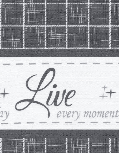 Load image into Gallery viewer, Gingham Check Live~Laugh~Love Complete 3 Pc. Kitchen Curtain Tier &amp; Valance Set - Gray, 36 In. Long
