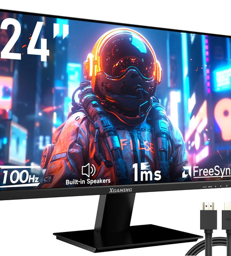 24Inch 100Hz Gaming Monitor, FHD 1080P PC Gaming Monitor for Laptop, HDR Computer Monitor, IPS 1920*1080P LCD Monitor with Speaker, Low Blue Light, Freesync, VESA Compatible