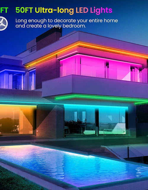 Load image into Gallery viewer, 50 FT LED Strip Lights,Bluetooth LED Lights for Bedroom, Color Changing Light Strip with Music Sync, Phone Controller and IR Remote(App+Remote +Mic).
