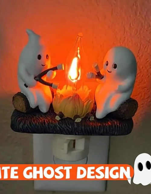 Load image into Gallery viewer, New Fashionable Ghost Campfire Nightlight Ghost Campfire Flickering Plug in Night Light Halloween Ghost Pumpkin Night Light
