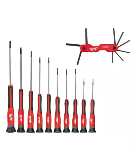 Folding SAE Hex Key (9-Piece) with Precision Screwdriver Set