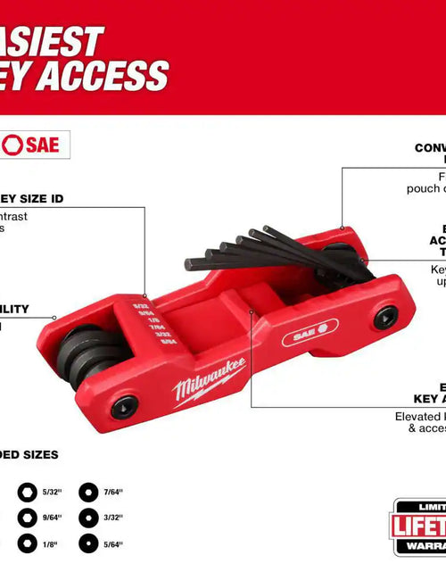 Load image into Gallery viewer, Folding SAE Hex Key (9-Piece) with Precision Screwdriver Set
