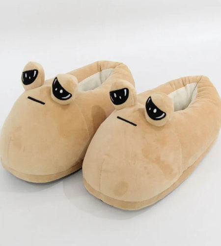 The Maw Pou Cotton Slipper Anime Plush Slippers Kawaii Cartoon Soft Stuffed Fluffy Thick Non-Slip Shoes Alien Pou Doll Home Indo