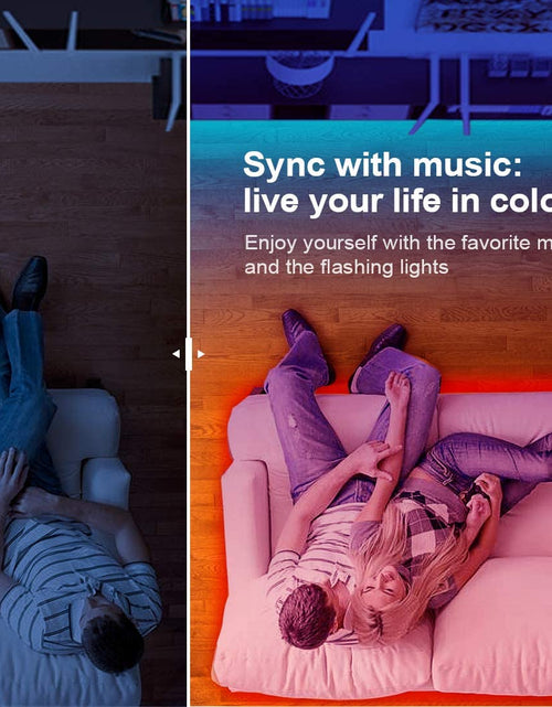 Load image into Gallery viewer, 50 FT LED Strip Lights,Bluetooth LED Lights for Bedroom, Color Changing Light Strip with Music Sync, Phone Controller and IR Remote(App+Remote +Mic).
