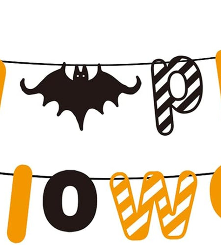 Orange Black Halloween Party Banner with Bat Pumpkin Sign Happy Halloween Letter Banner for Haunted Houses Doorways Home Outdoor Indoor Party Decorations