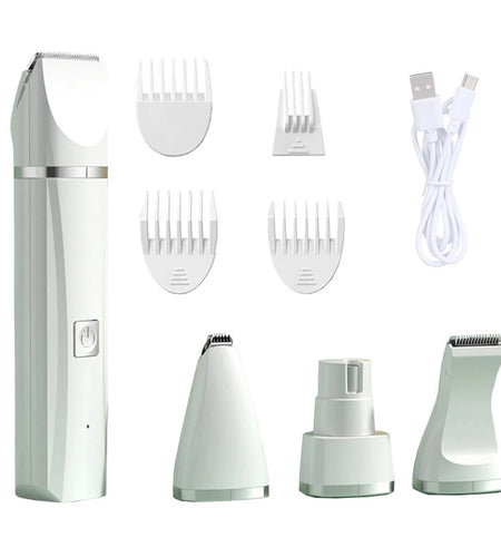 UBBT 4 in 1 Pet Electric Hair Clipper with 4 Blades Grooming Trimmer Nail Grinder Professional Recharge Haircut for Dogs Cat