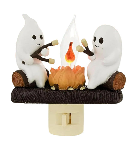 New Fashionable Ghost Campfire Nightlight Ghost Campfire Flickering Plug in Night Light Halloween Ghost Pumpkin Night Light