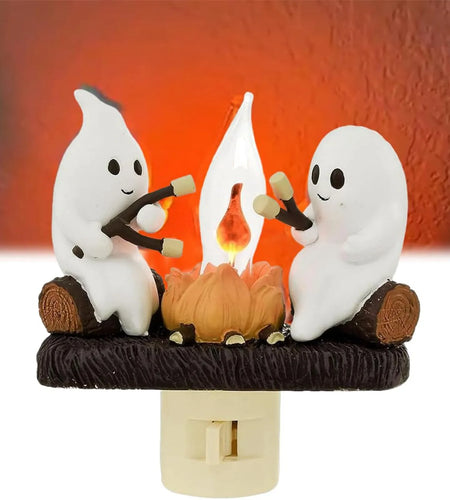 New Fashionable Ghost Campfire Nightlight Ghost Campfire Flickering Plug in Night Light Halloween Ghost Pumpkin Night Light
