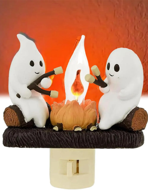 Load image into Gallery viewer, New Fashionable Ghost Campfire Nightlight Ghost Campfire Flickering Plug in Night Light Halloween Ghost Pumpkin Night Light
