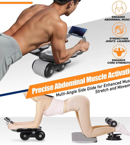 New with Timer Ab Abdominal Exercise Roller with 4 Elbow Supports, Abs Roller Wheel Core Exercise Equipment, Automatic Rebound Abdominal Wheel