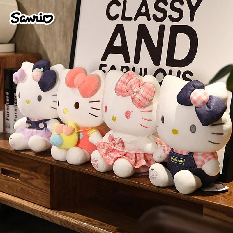 Sanrio Hello Kitty Anime Kuromi Melody Cartoon Cute Plush Stuffed Toys Soft Pillow Plushies Keyring Doll Birthday Gifts for Girl