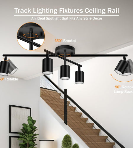 Black Track Lighting Kitchen, 5 Light Track Lighting Fixtures Ceiling Kit, 5 ...
