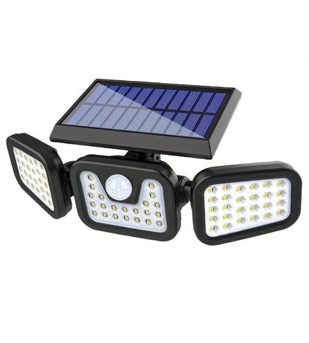 Solar Outdoor Lights 2500LM 74 LED Security Lights,3 Heads Motion Sensor Lights, IP65 Waterproof,270° Wide Angle Flood Wall Lights with 3 Modes
